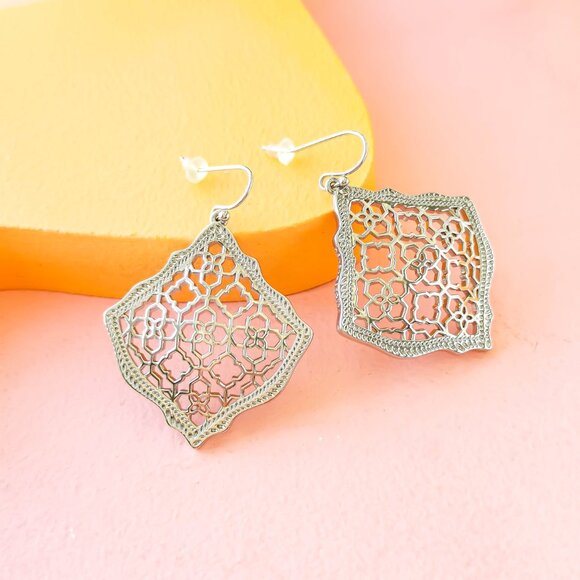 Kendra Scott Silver Filigree Earrings - Picture 2 of 3